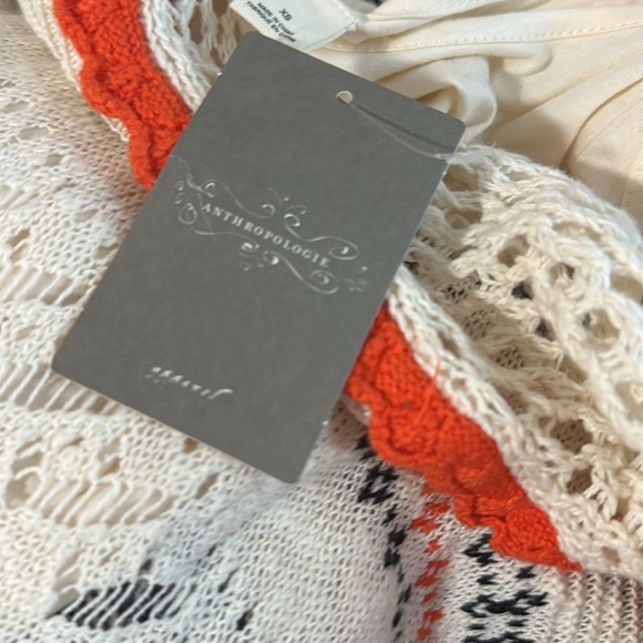 Sleeping on Snow Dress XS Anthopologie Risen Sun Orange Crochet Sweater Boho NWT - Picture 5 of 5
